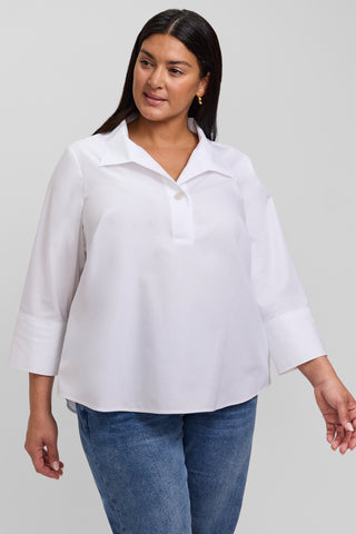Catalina Plus No Iron Pinpoint 3/4 Sleeve Popover Shirt