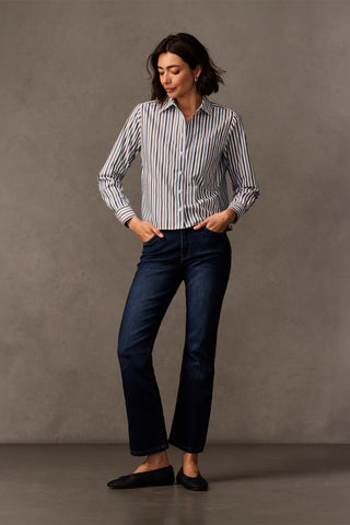 Jodie No Iron Pinpoint Stripe Long Sleeve Short Shirt