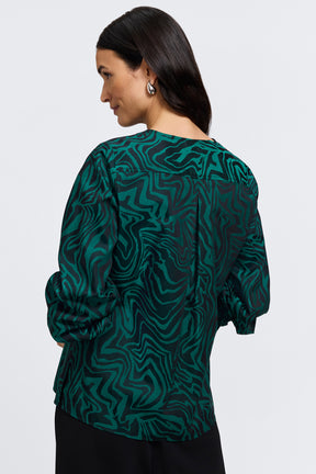 Alicia Zebra Jacquard Long Sleeve Popover Shirt