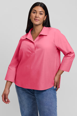 Catalina Plus No Iron Pinpoint 3/4 Sleeve Popover Shirt