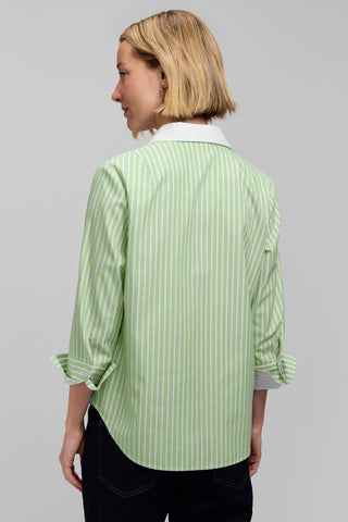 Catalina Stripe No Iron Pinpoint 3/4 Sleeve Popover Shirt