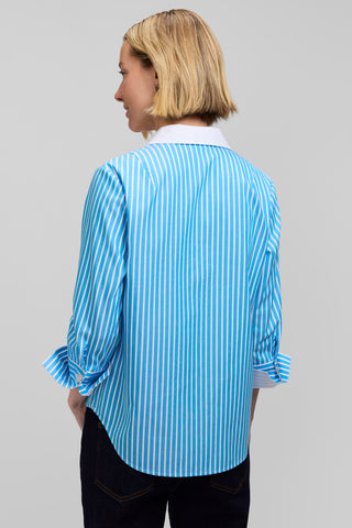 Catalina Stripe No Iron Pinpoint 3/4 Sleeve Popover Shirt