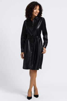 Rocca Vegan Leather Long Sleeve Dress