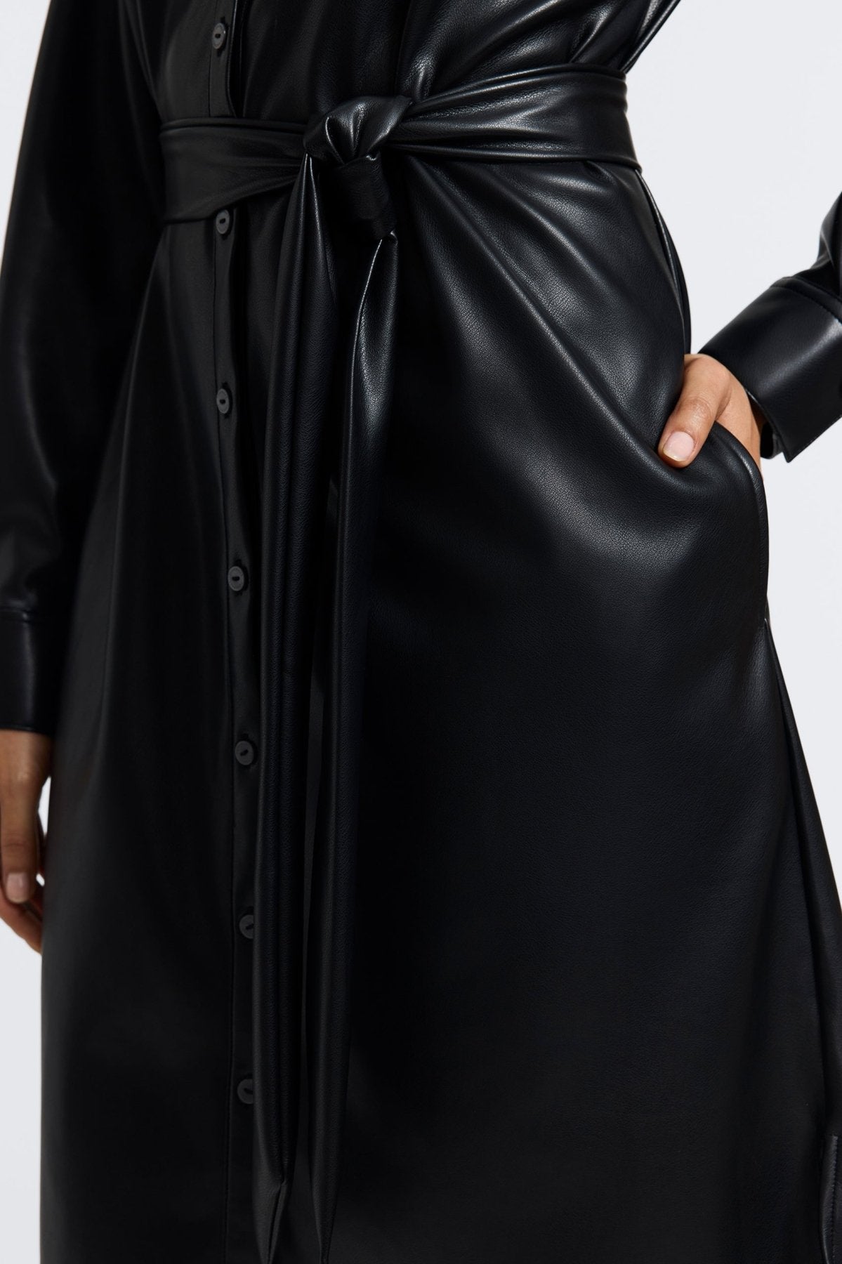 Rocca Vegan Leather Long Sleeve Dress