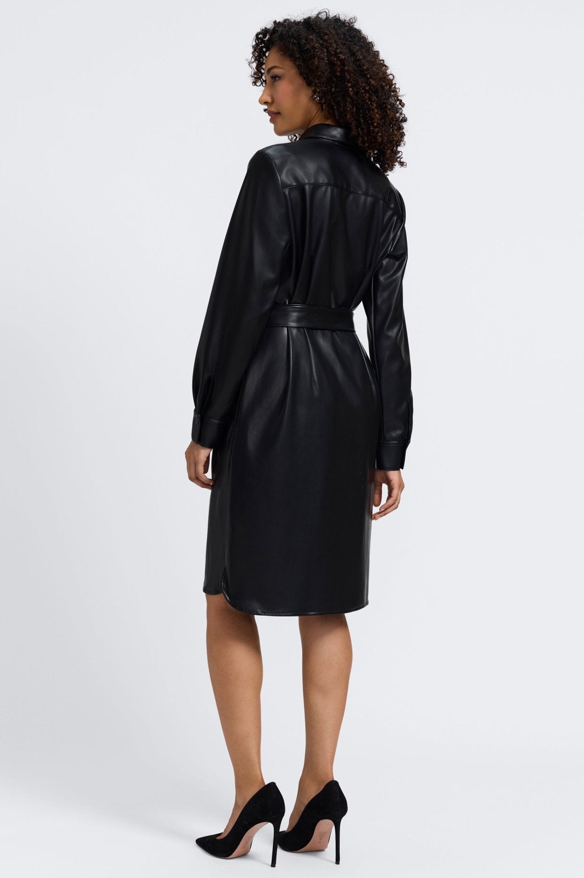 Rocca Vegan Leather Long Sleeve Dress