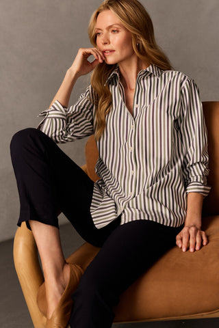 Meghan No Iron Pinpoint Stripe Long Sleeve Shirt