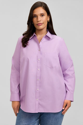 Boyfriend Plus No Iron Pinpoint Long Sleeve Tunic