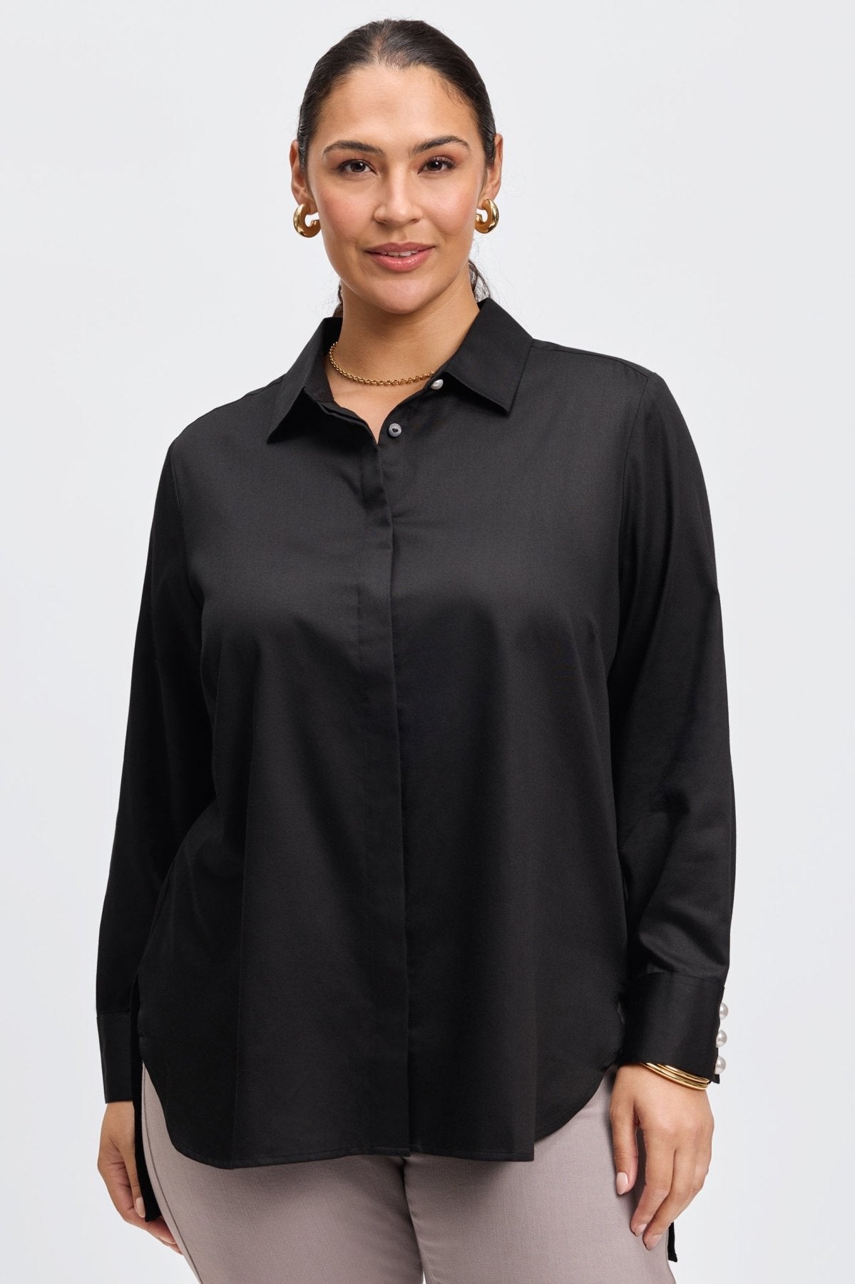 Pearl Plus No Iron Stretch Matte Sateen Long Sleeve Shirt