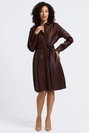 Rocca Vegan Leather Long Sleeve Dress