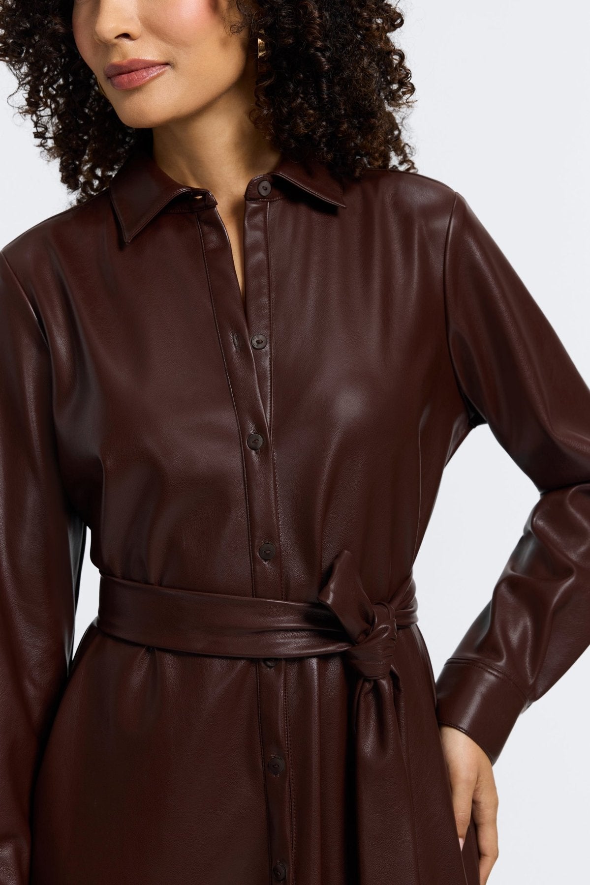 Rocca Vegan Leather Long Sleeve Dress