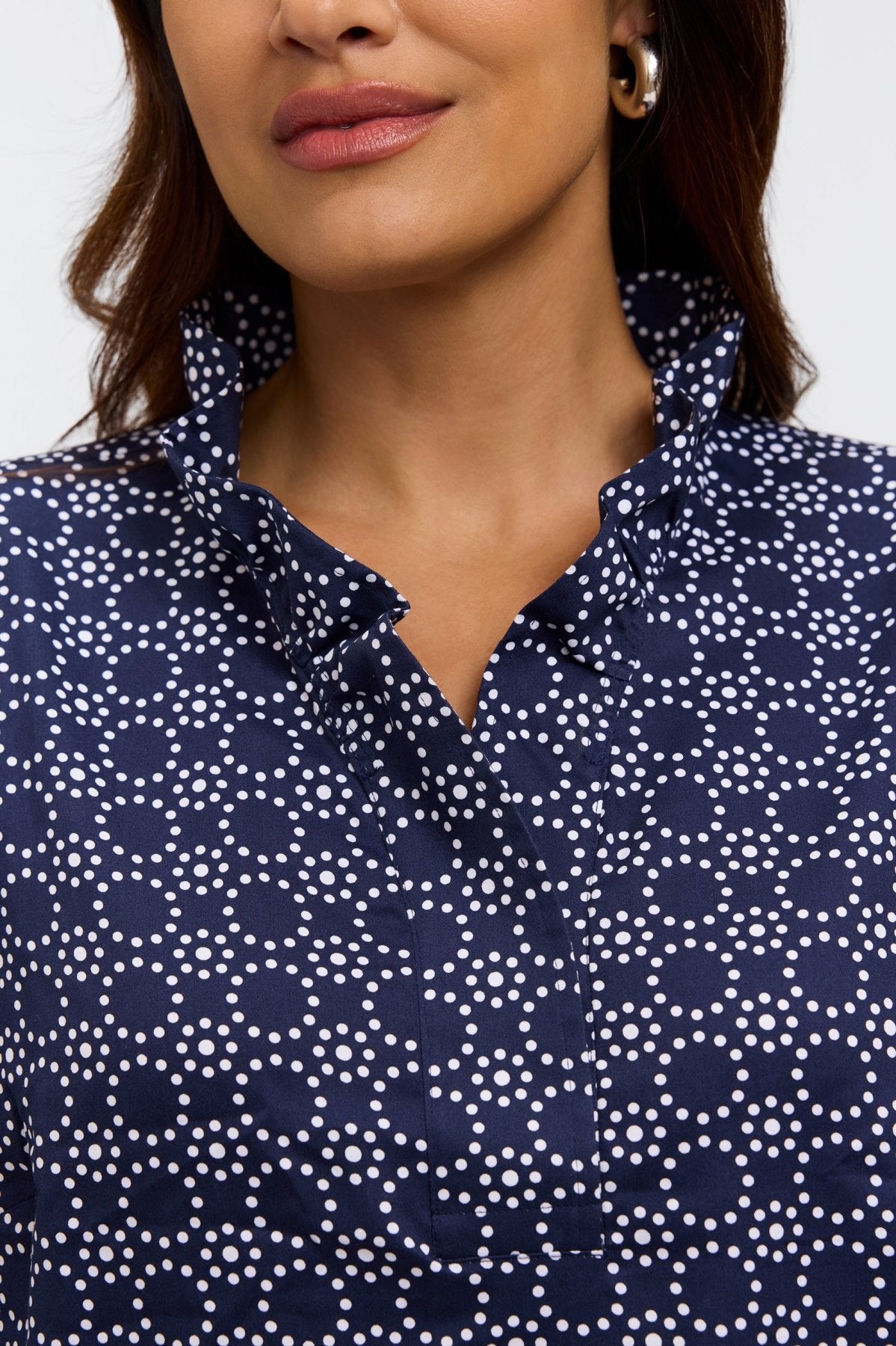 Tammy Plus Geo Circles 3/4 Sleeve Popover Shirt