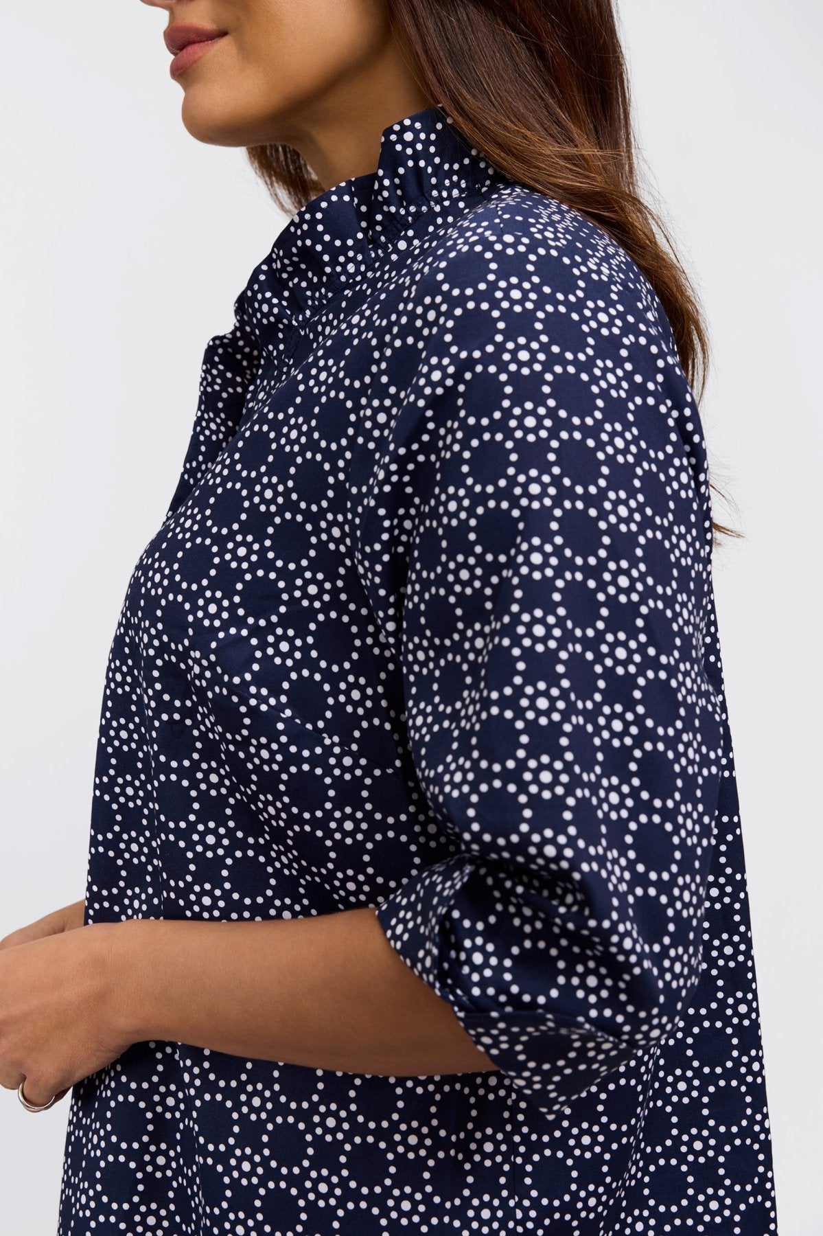 Tammy Plus Geo Circles 3/4 Sleeve Popover Shirt