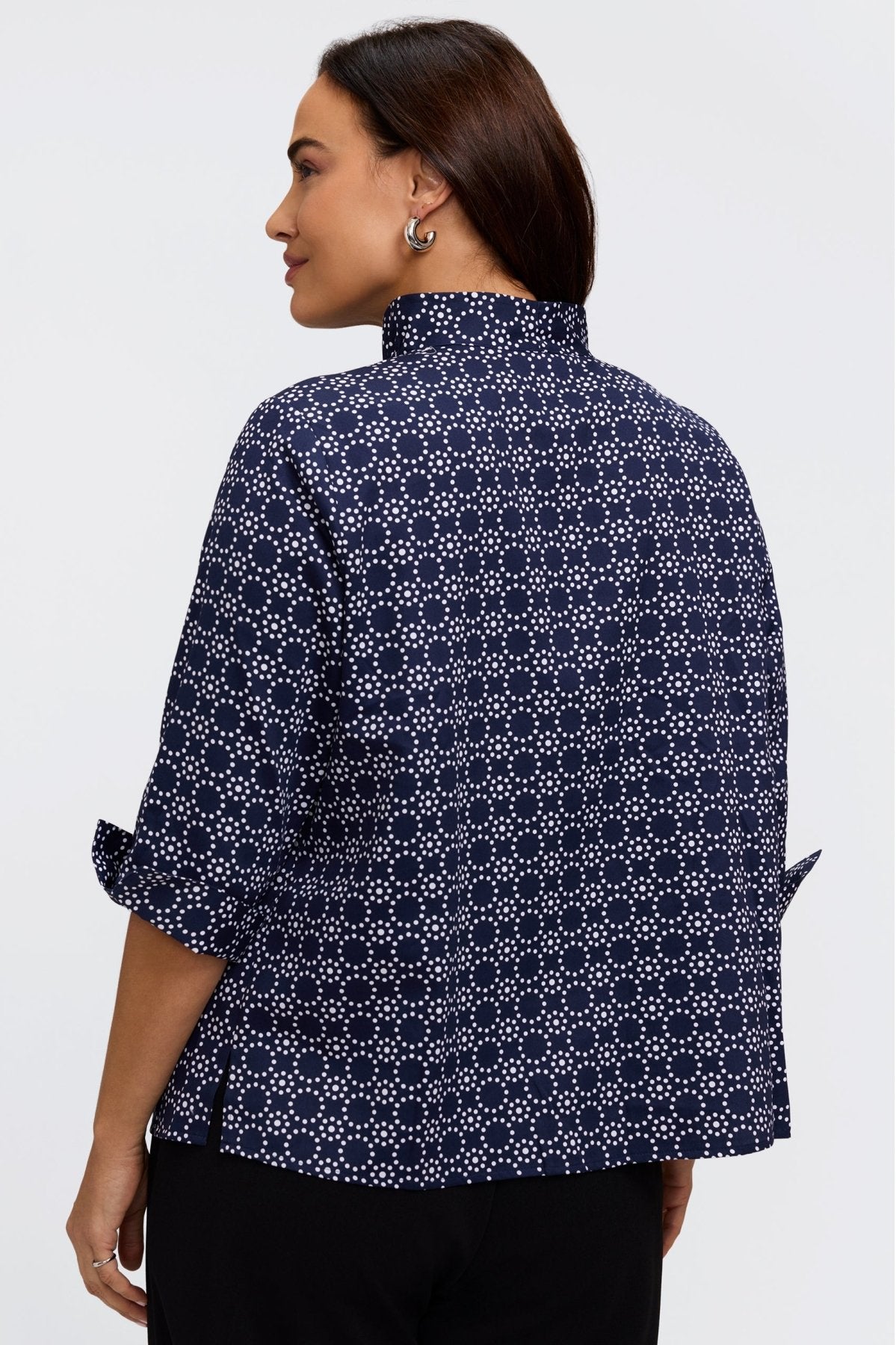Tammy Plus Geo Circles 3/4 Sleeve Popover Shirt