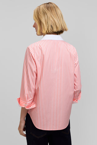 Catalina Stripe No Iron Pinpoint 3/4 Sleeve Popover Shirt