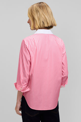 Catalina Stripe No Iron Pinpoint 3/4 Sleeve Popover Shirt