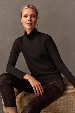 Liv Knit Crepe Long Sleeve Turtleneck Tee