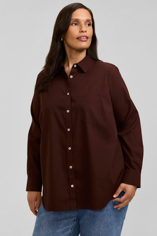 Boyfriend Plus No Iron Pinpoint Long Sleeve Tunic