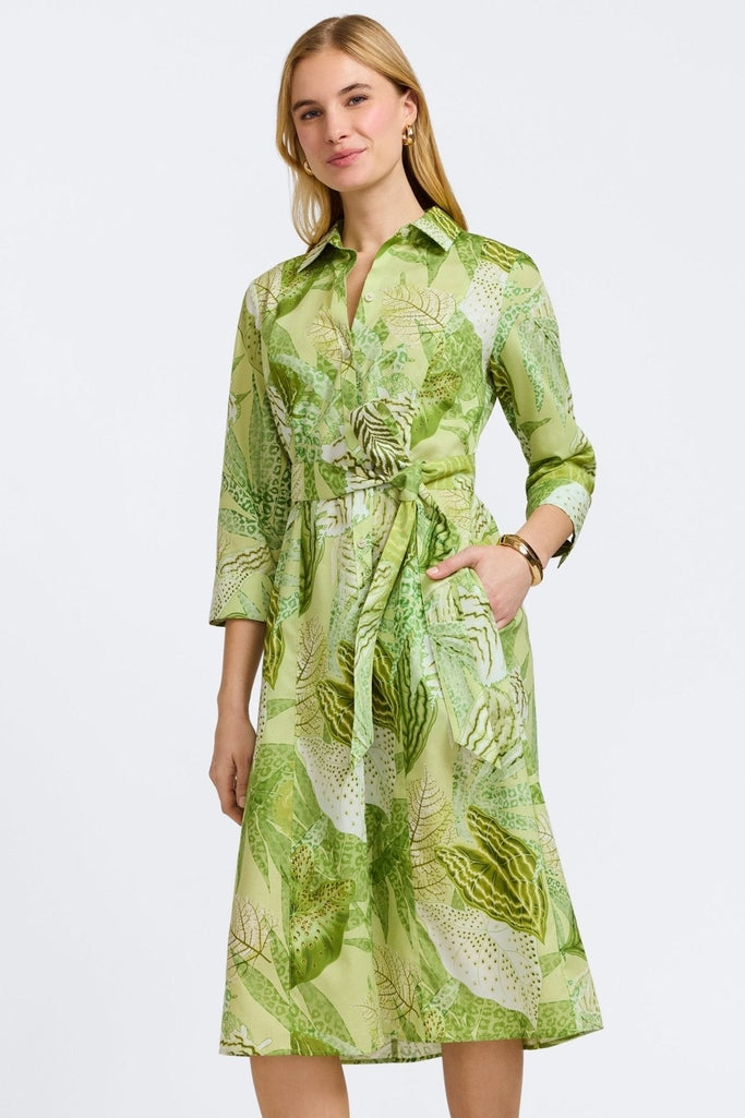 Fiona Jungle Leaves 3/4 Sleeve Dress Foxcroft Fiona Jungle Leaves 3/4 Sleeve Dress Foxcroft