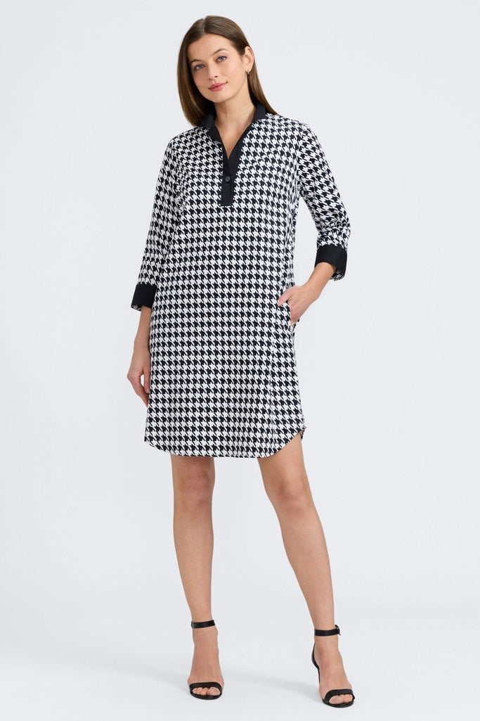 classic houndstooth dress Hand Pleated Peony Dress