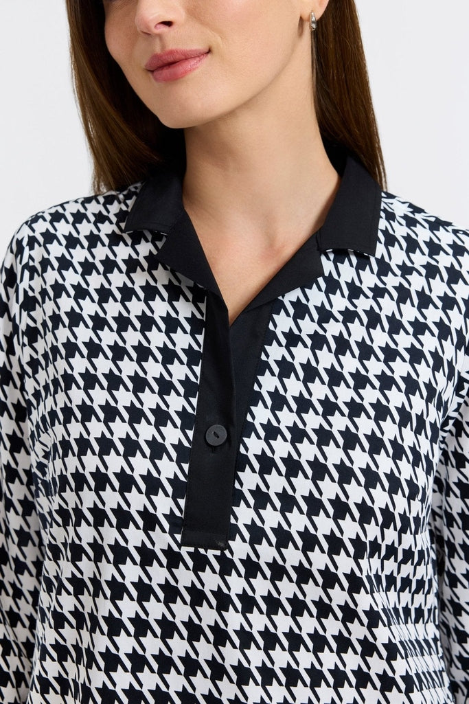 classic houndstooth dress Something To Remember Black Houndstooth Belted Bandeau Midi Dress