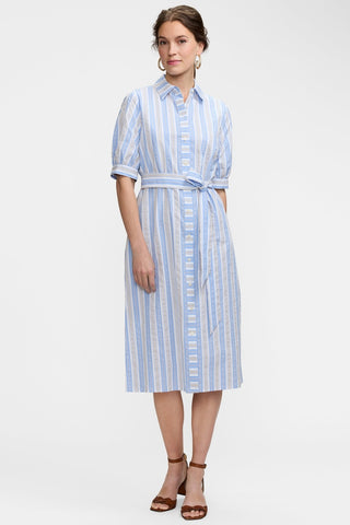 Esther Multi Seersucker Elbow Sleeve Dress