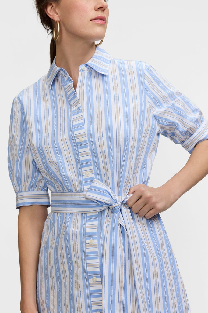 Esther Multi Seersucker Elbow Sleeve Dress