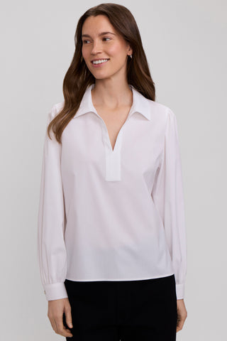 Alix Stretch Cotton Long Sleeve Popover Shirt