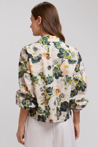 Vivienne Painted Bouquet Long Sleeve Short Shirt