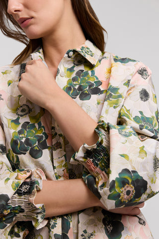 Vivienne Painted Bouquet Long Sleeve Short Shirt