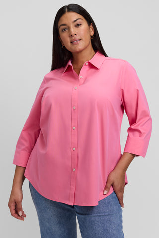 Margie Plus No Iron Pinpoint 3/4 Sleeve Shirt
