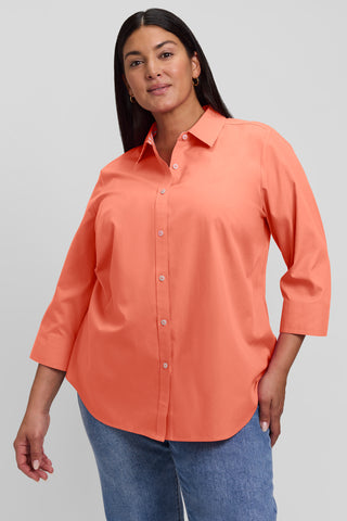 Margie Plus No Iron Pinpoint 3/4 Sleeve Shirt