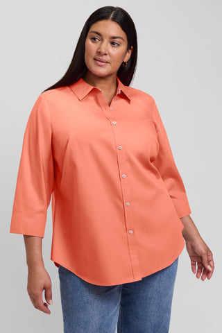 Margie Plus No Iron Pinpoint 3/4 Sleeve Shirt