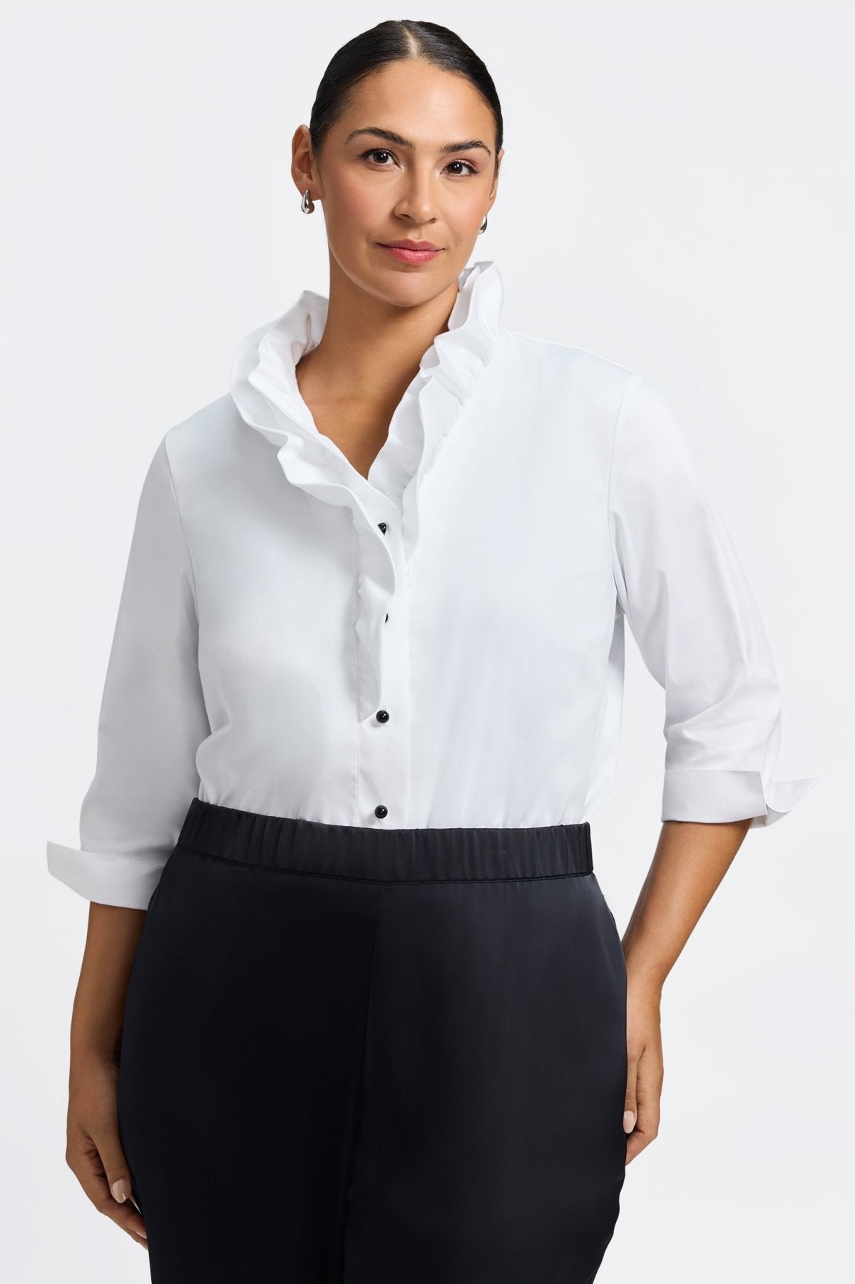 Edith Plus Stretch Matte Sateen 3/4 Sleeve Shirt Jacket