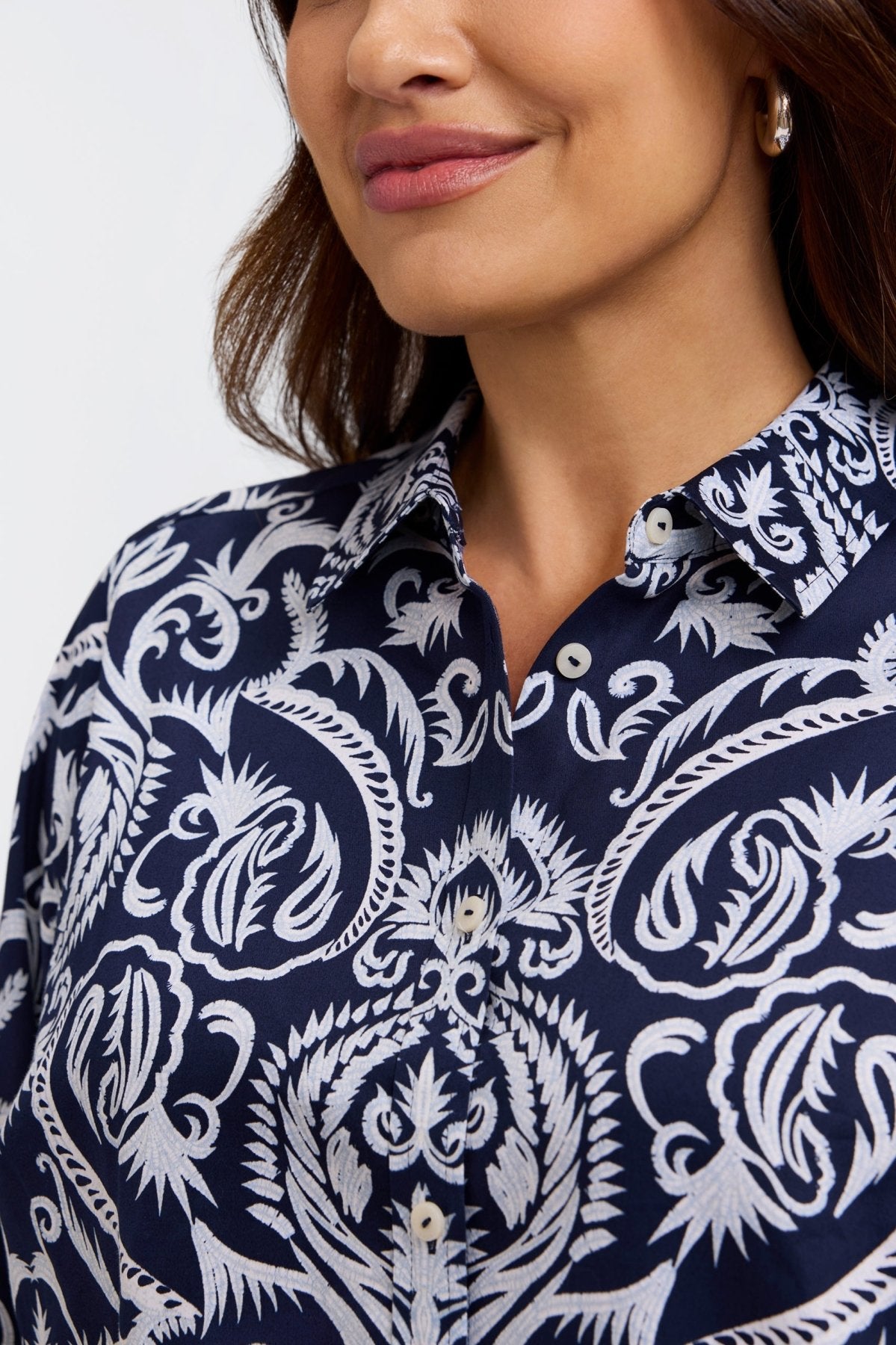 Hampton Plus Printed Damask 3/4 Sleeve Shirt