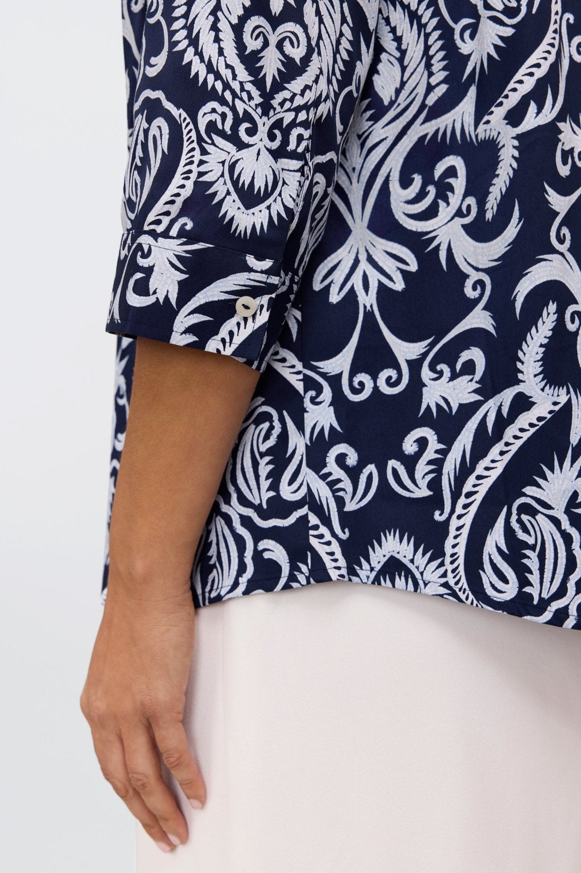Hampton Plus Printed Damask 3/4 Sleeve Shirt