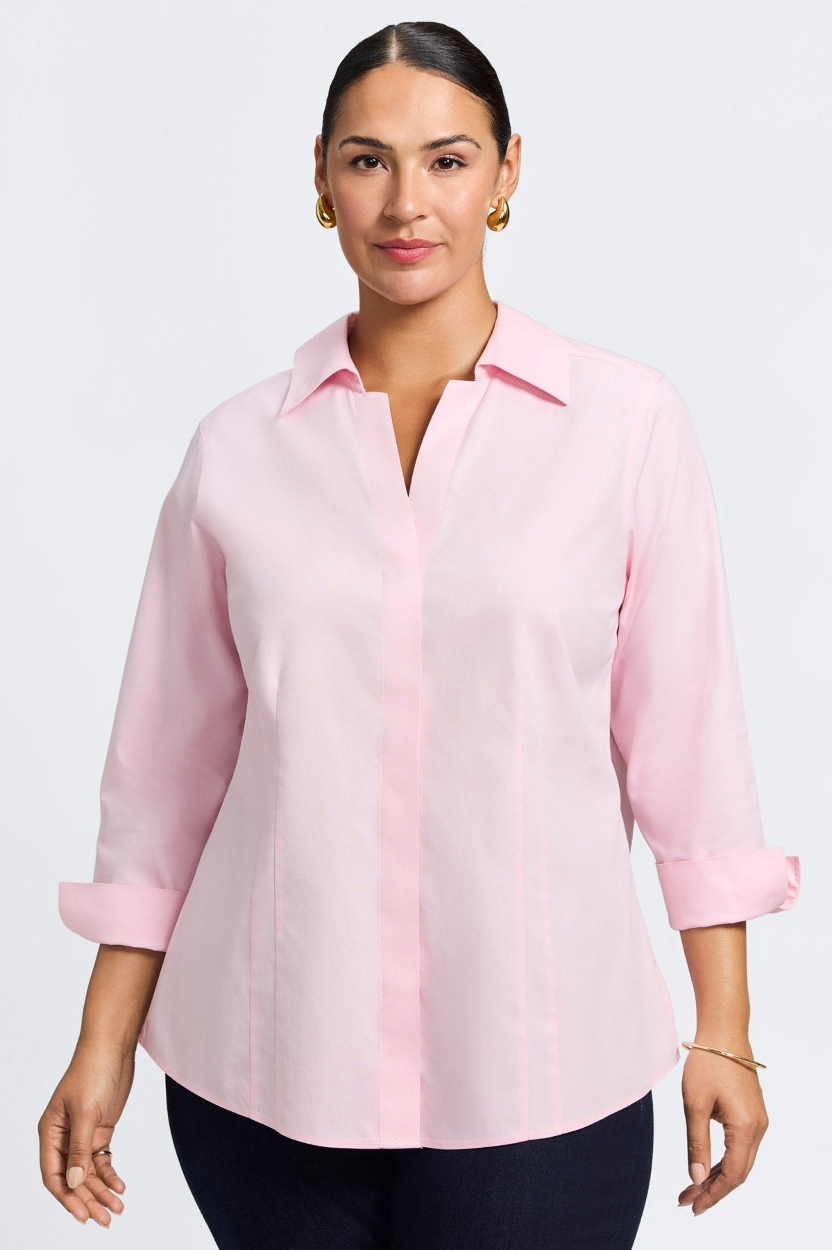 Taylor Plus No Iron Pinpoint 3/4 Sleeve Shirt