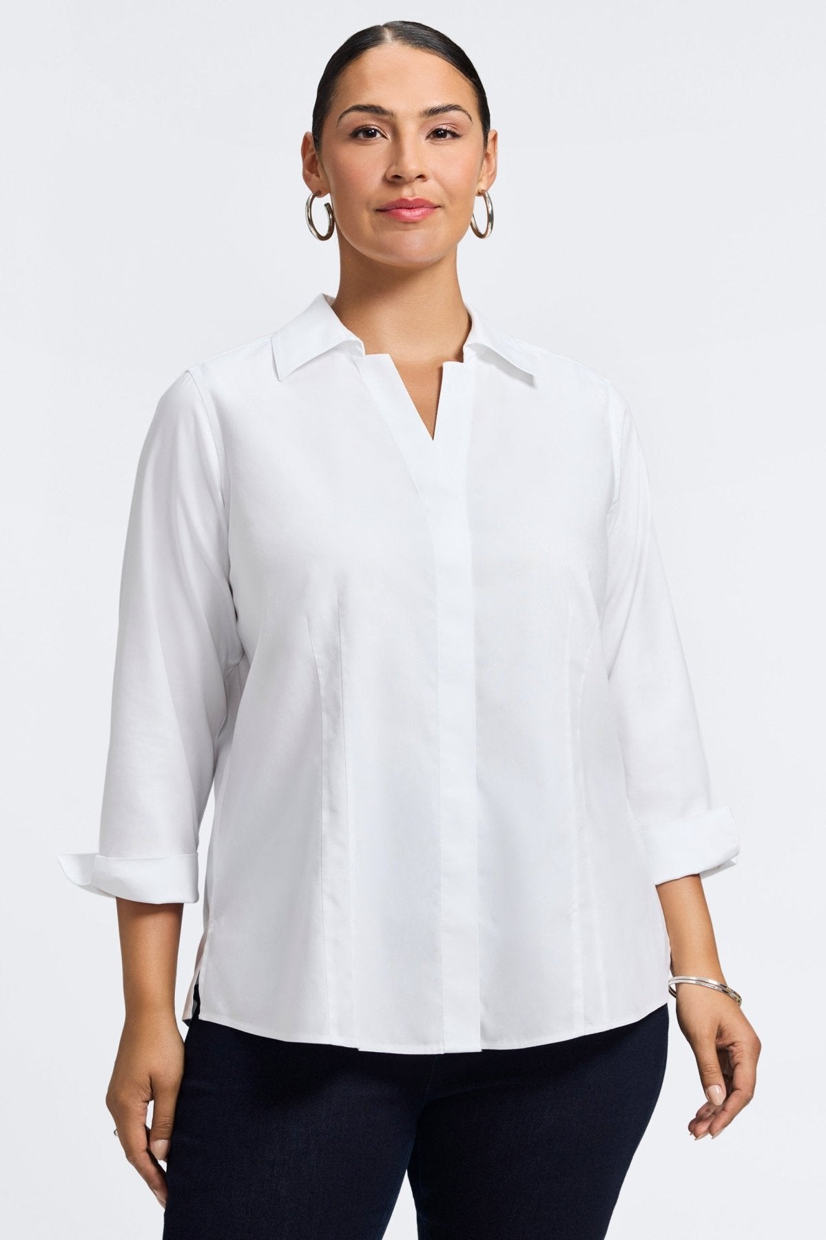 Taylor Plus No Iron Pinpoint 3/4 Sleeve Shirt