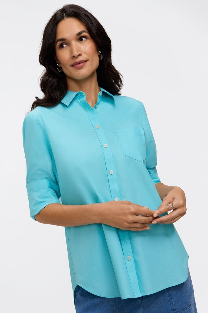 Boyfriend Pinpoint Non-Iron Tunic #color_capri