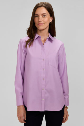 Boyfriend No Iron Pinpoint Long Sleeve Tunic