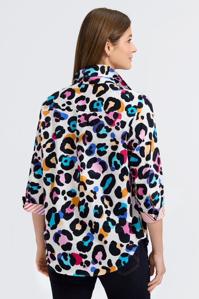 Charlie Multicolor Leopard 3/4 Sleeve Shirt – Foxcroft