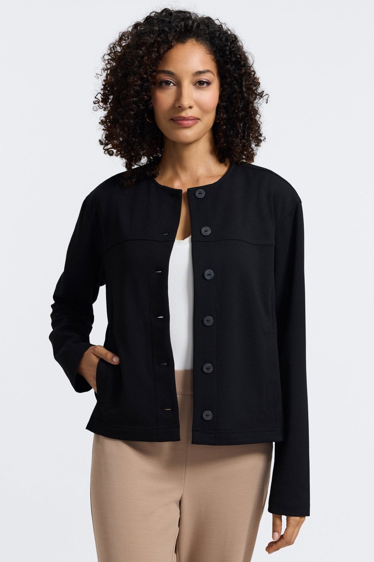 Valerie Knit Crepe Long Sleeve Jacket