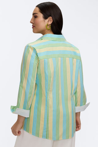 Taylor Plus No Iron Pinpoint Ombre Stripe 3/4 Sleeve Shirt