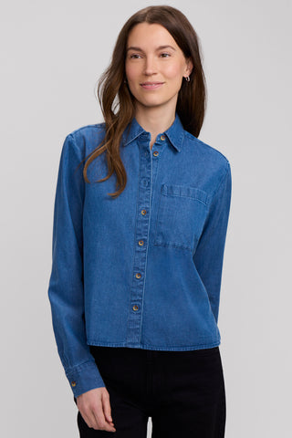 Jodie Denim Long Sleeve Short Shirt
