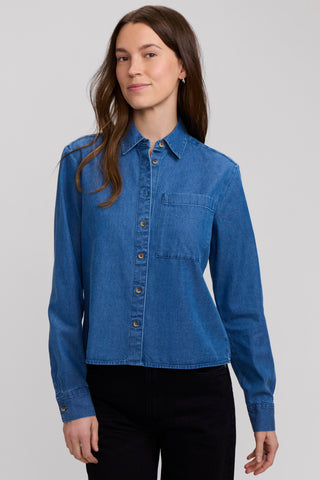 Jodie Denim Long Sleeve Short Shirt