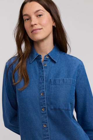 Jodie Denim Long Sleeve Short Shirt