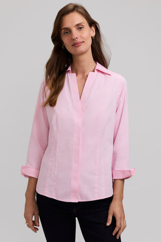 Taylor Petite No Iron Pinpoint 3/4 Sleeve Shirt