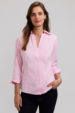 Taylor Petite No Iron Pinpoint 3/4 Sleeve Shirt