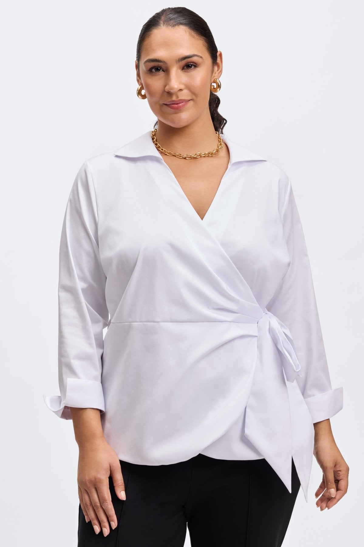 Salina Plus No Iron Stretch Matte Sateen Long Sleeve Shirt