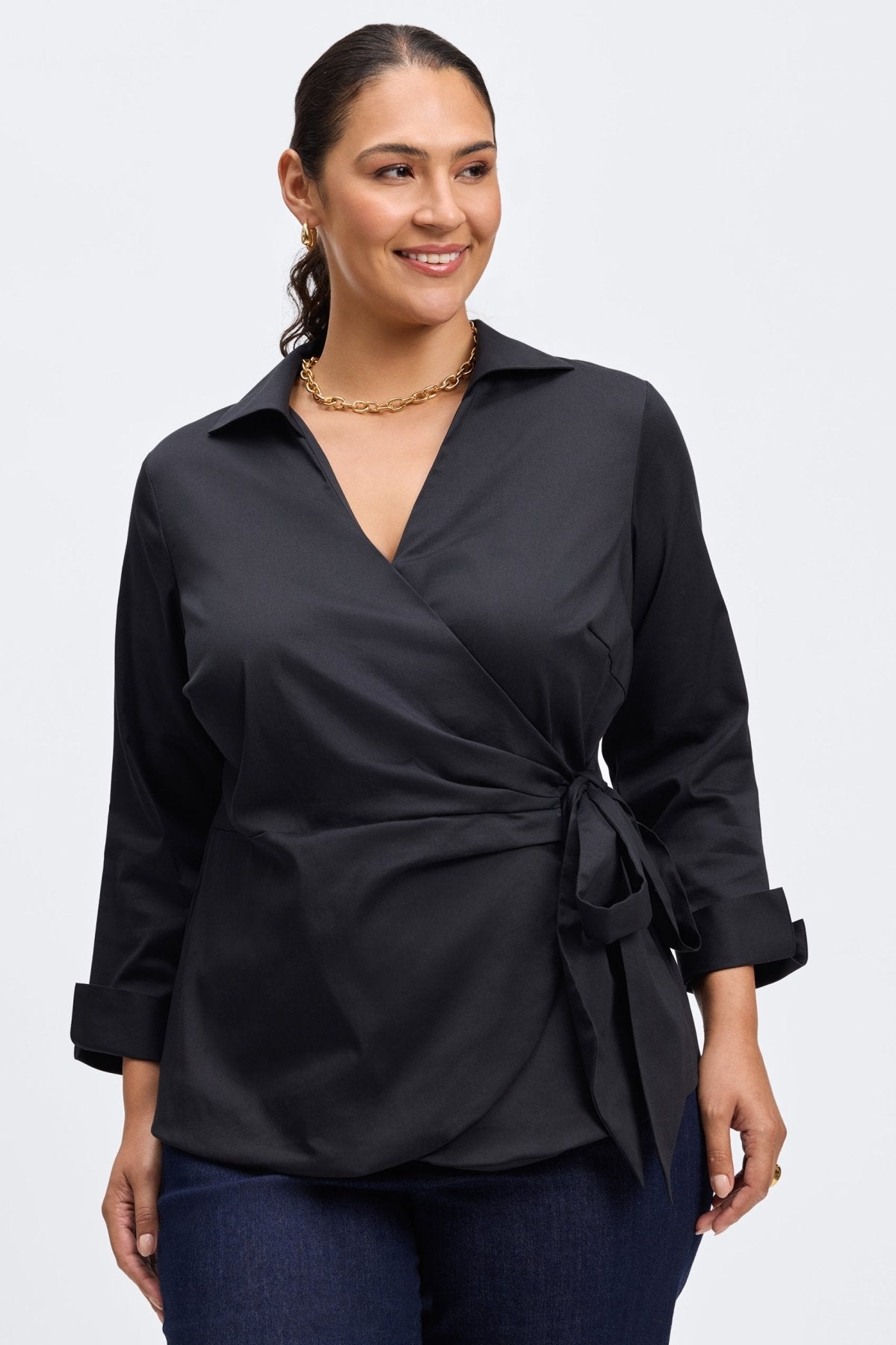 Salina Plus No Iron Stretch Matte Sateen Long Sleeve Shirt