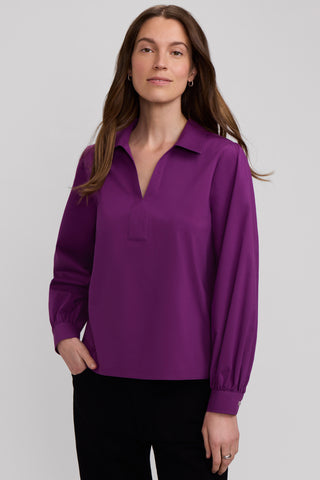 Alix Stretch Cotton Long Sleeve Popover Shirt